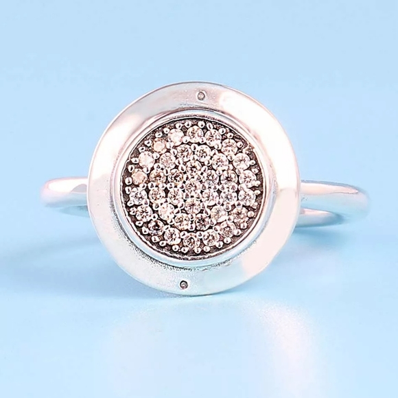 Pave Inlaid Diamond Circle Ring | 925 Sterling Silver - Picture 5 of 15